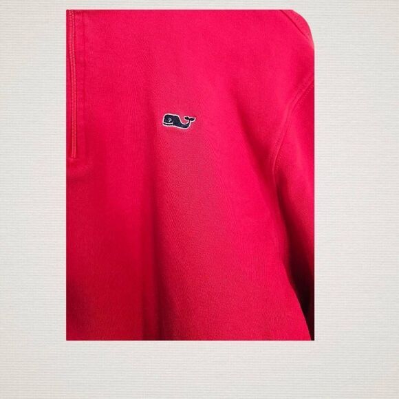Vineyard Vines Quarter Zip Long Sleeve Pullover Sweater Red Mens Size L - Picture 2 of 7